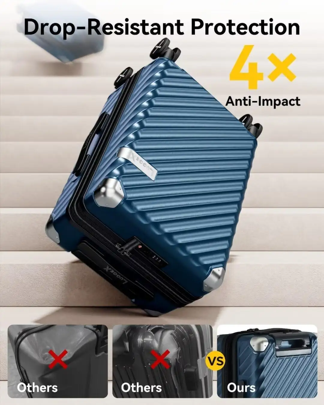 LUGGEX Luggage with Spinner Wheels - Polycarbonate Expandable Hard Shell Suitcase, Carry-On 20-Inch, Black - 71k568uEYIL._AC_SL1350_